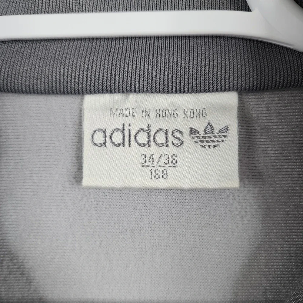 Vintage Adidas Track Jacket Mens Grey‎ Yellow 3 Stripe Full Zip Fit Men Smalll